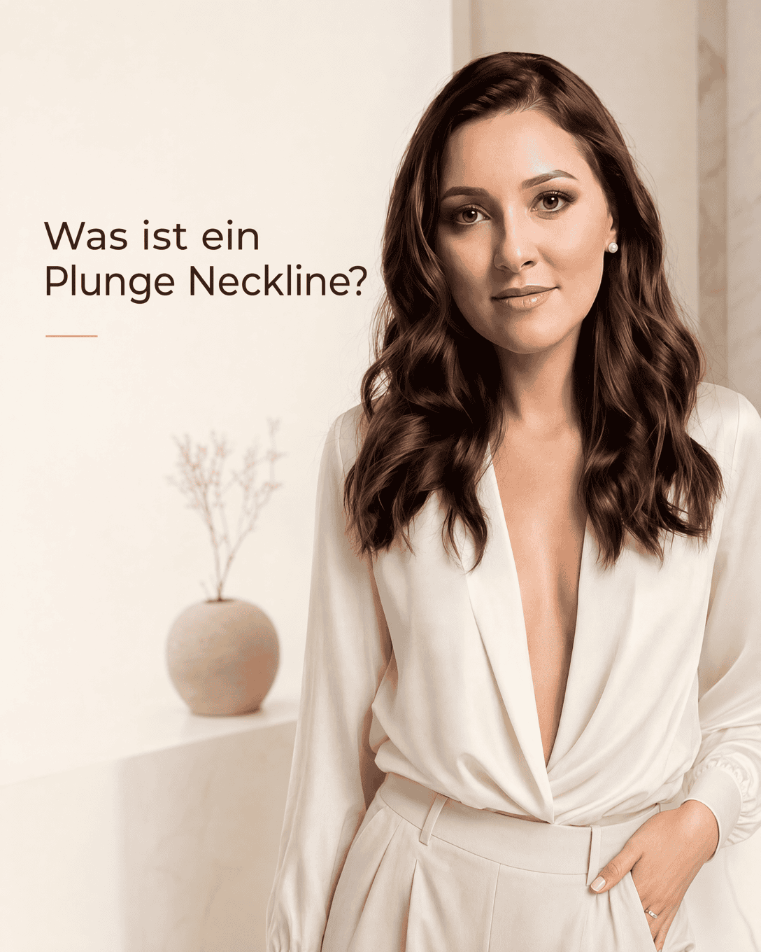 Elegantes schwarzes Kleid mit schmaler, tief bis zum Brustbein reichender Plunge Neckline und stabilisierten Kanten