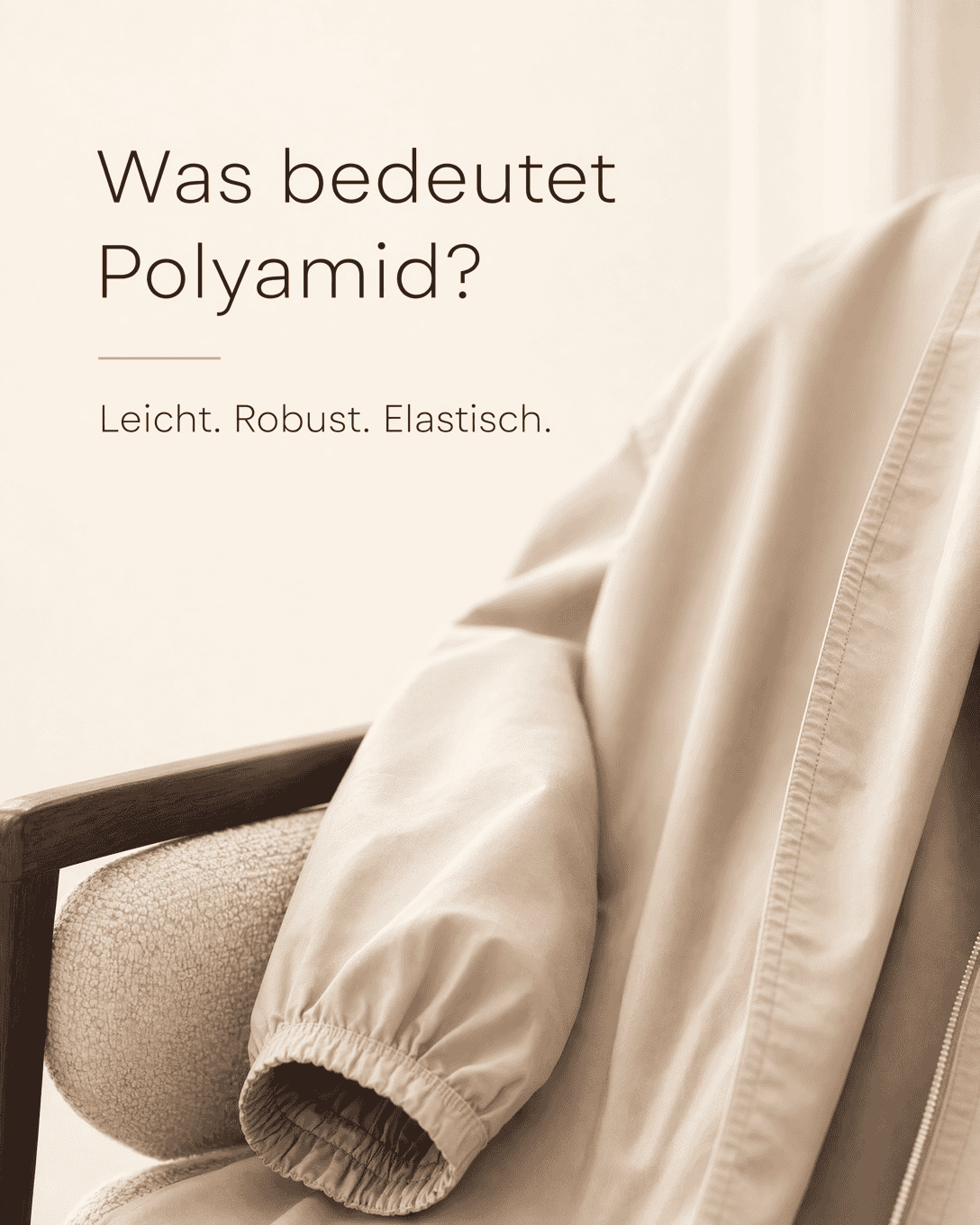 Editoriale Glossar-Grafik zu Polyamid mit ruhigen Farbfeldern und feiner Linienführung