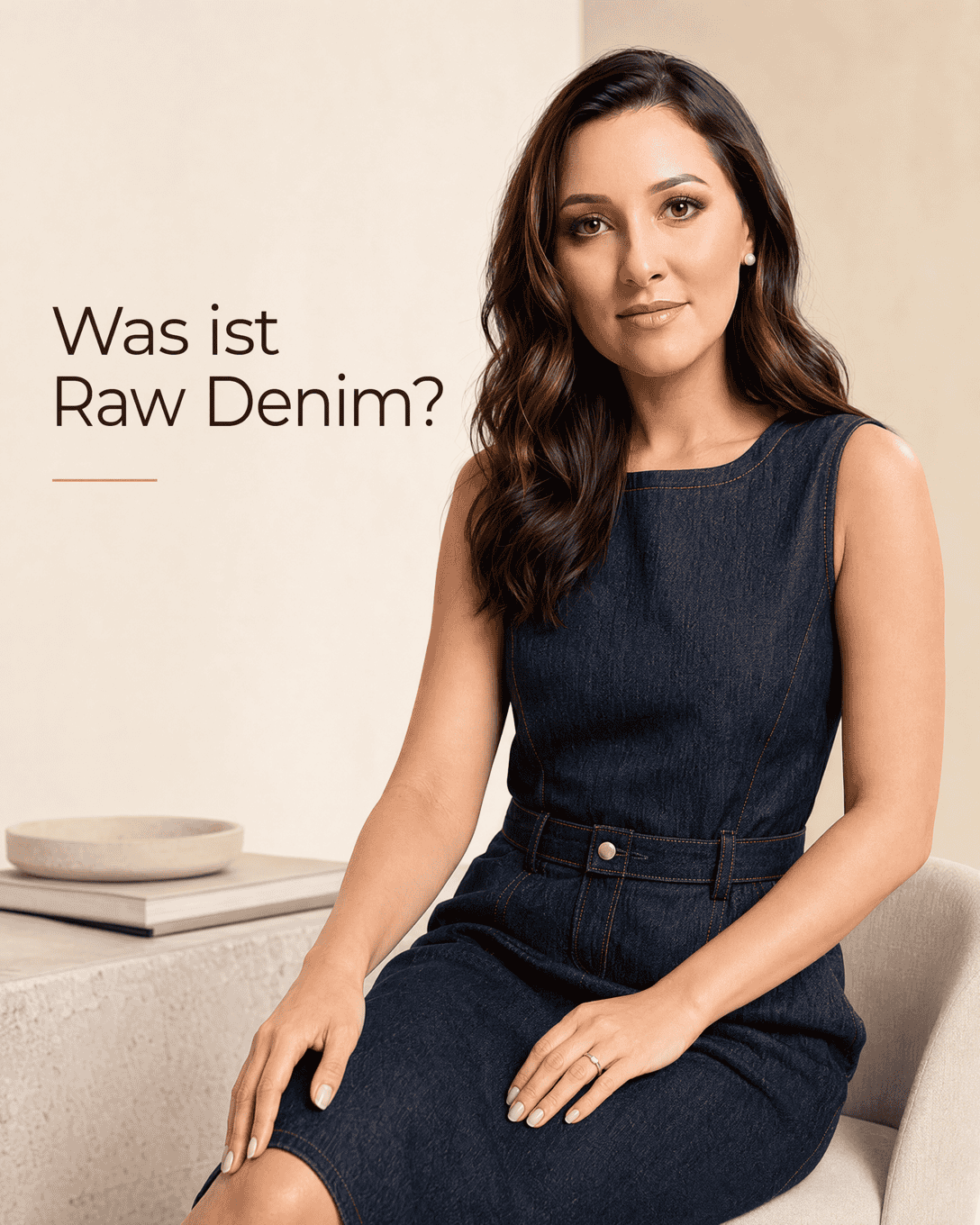 Dunkelblaue Raw-Denim-Jeans mit fester Oberfläche und noch gleichmäßiger, ungewaschener Indigo-Färbung