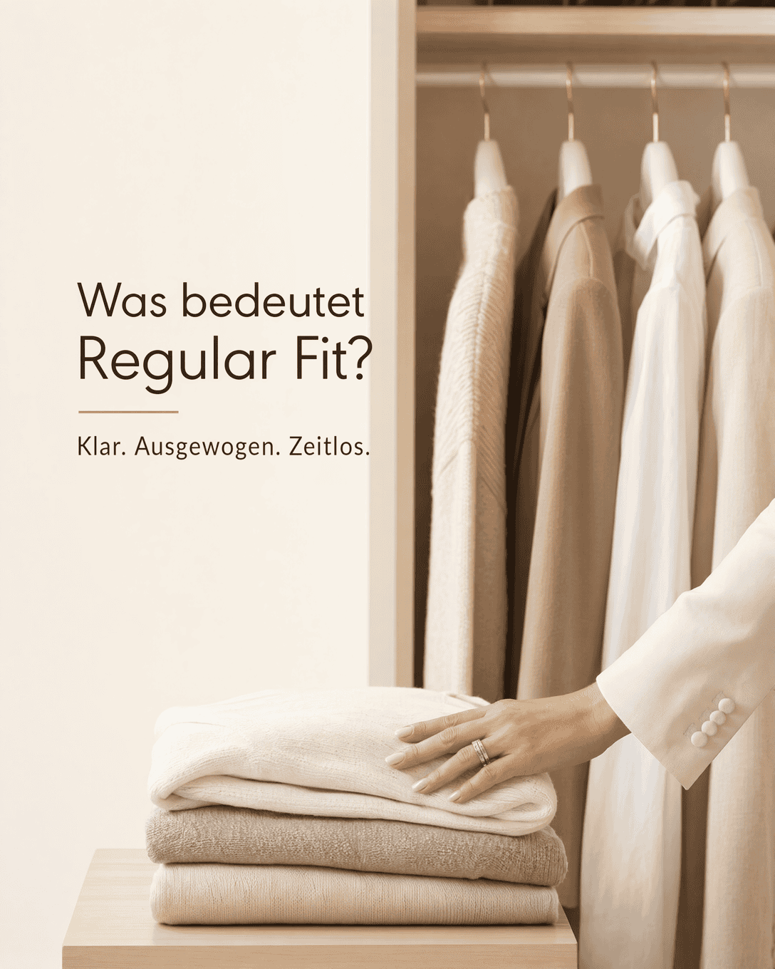 Editoriale Glossar-Grafik zu Regular Fit mit ruhigen Farbfeldern und feiner Linienführung