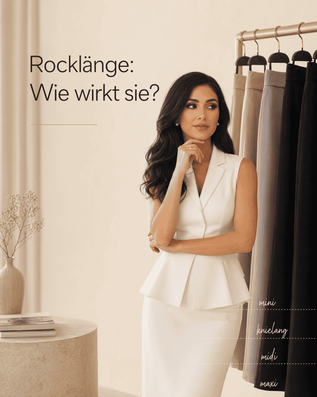 Editoriale Grafik mit unterschiedlichen Rocklängen und ruhigen Proportionslinien