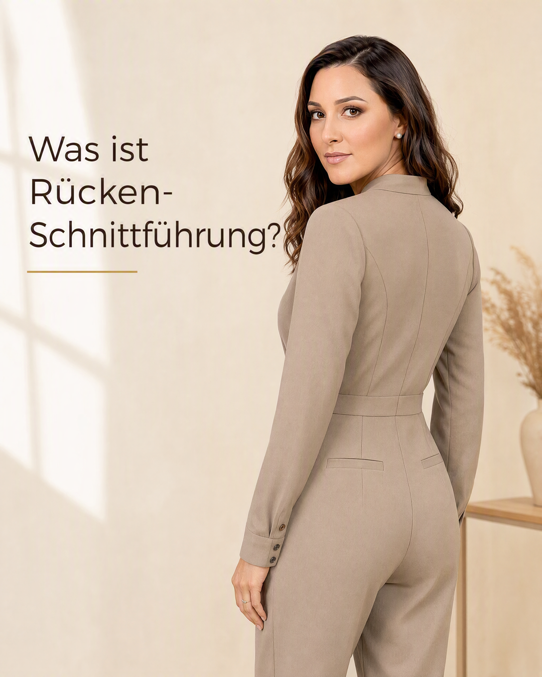Rückenansicht eines taillierten Kleidungsstücks mit sichtbaren Teilungsnähten