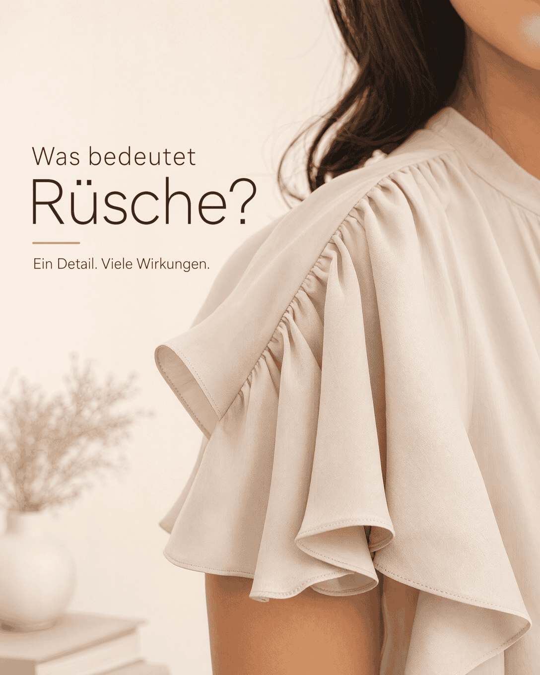 Editoriale Glossar-Grafik zu Rüsche mit ruhigen Farbfeldern und feiner Linienführung