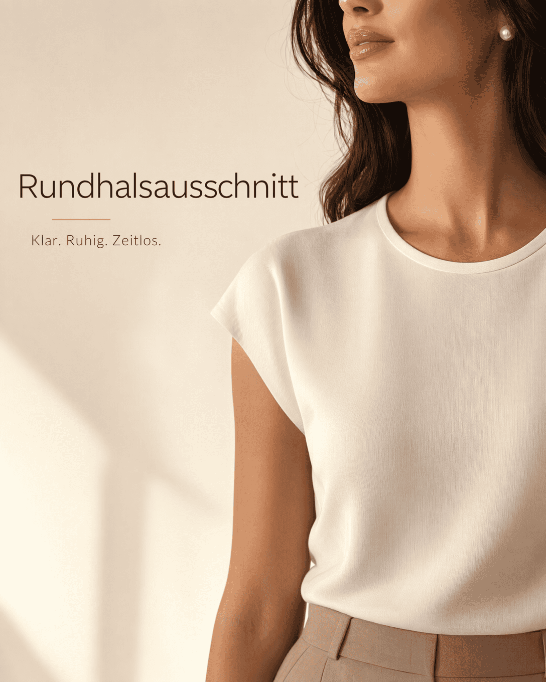 Editoriale Glossar-Grafik zu Rundhalsausschnitt mit ruhigen Farbfeldern und feiner Linienführung
