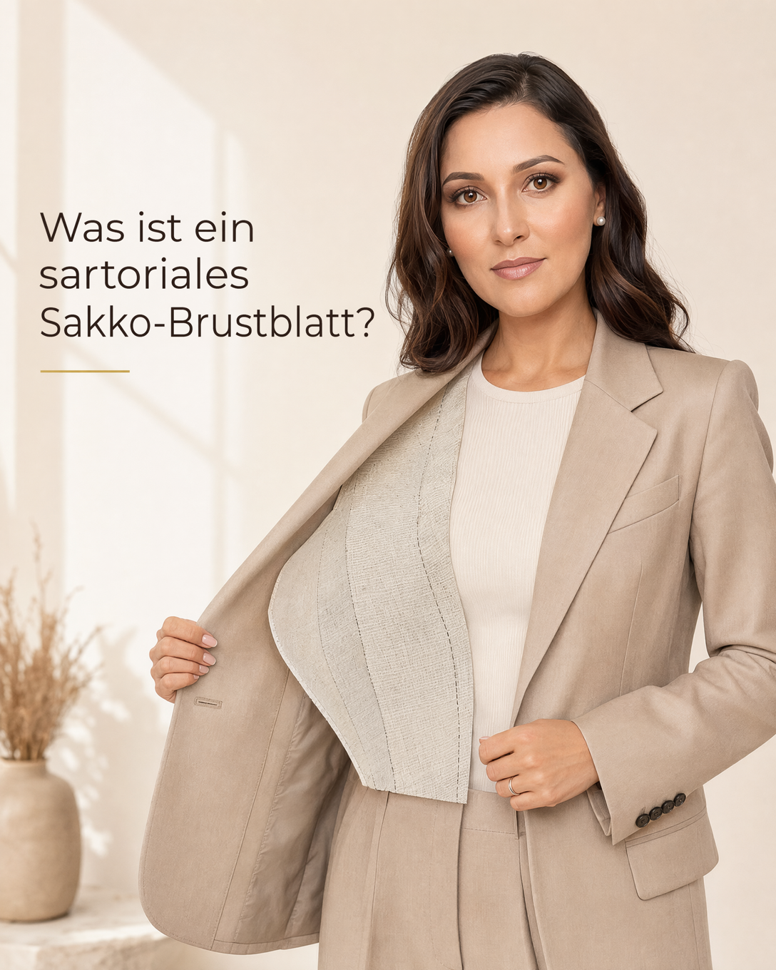 Geöffnetes Sakko mit sichtbarer formgebender Einlage im Brustbereich