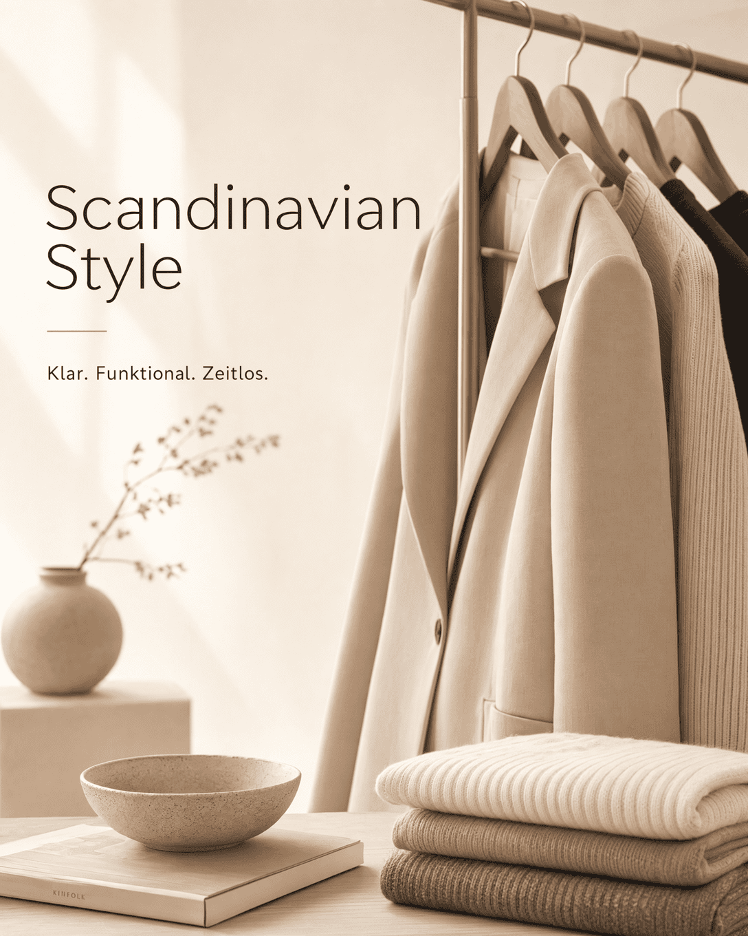 Editoriale Glossar-Grafik zu Scandinavian Style mit ruhigen Farbfeldern und feiner Linienführung