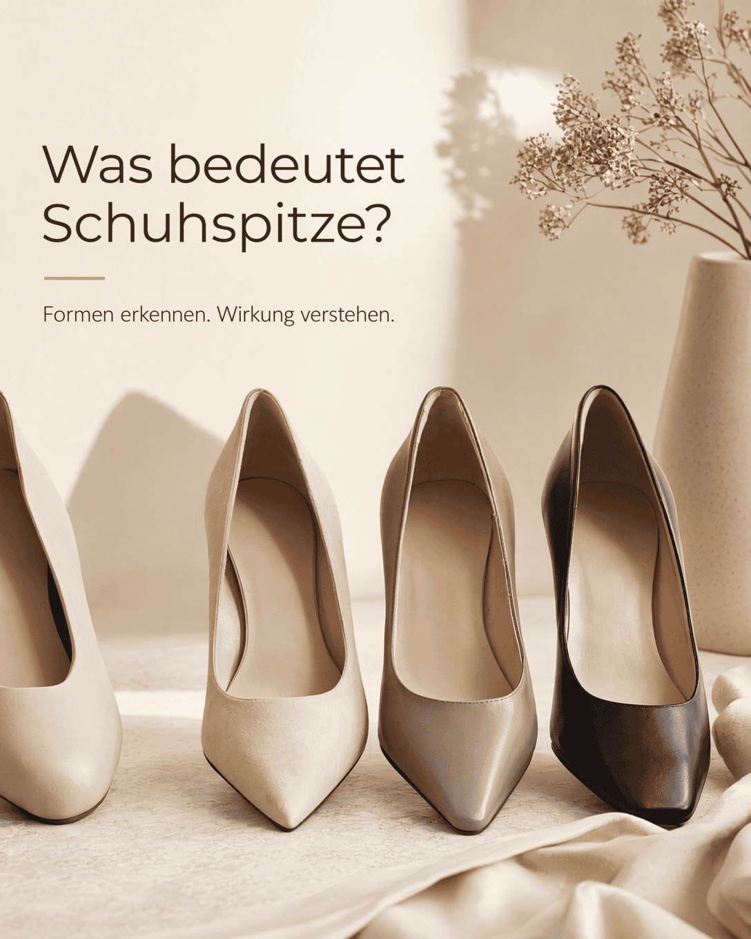 Editoriale Glossar-Grafik zu Schuhspitze mit ruhigen Farbfeldern und feiner Linienführung
