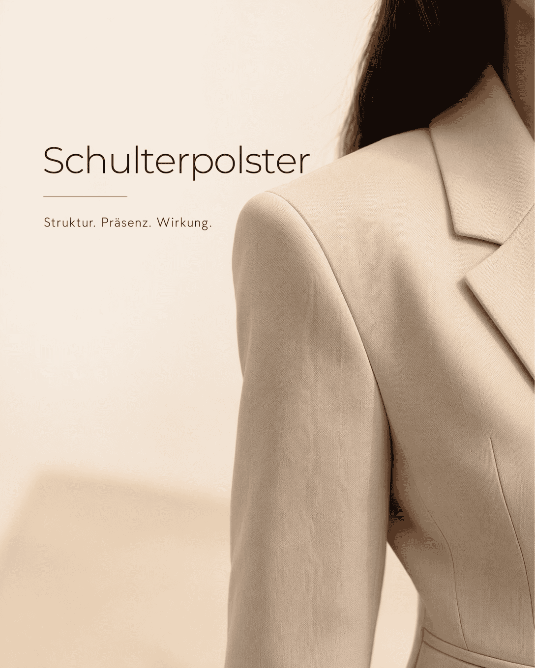 Editoriale Glossar-Grafik zu Schulterpolster mit ruhigen Farbfeldern und feiner Linienführung