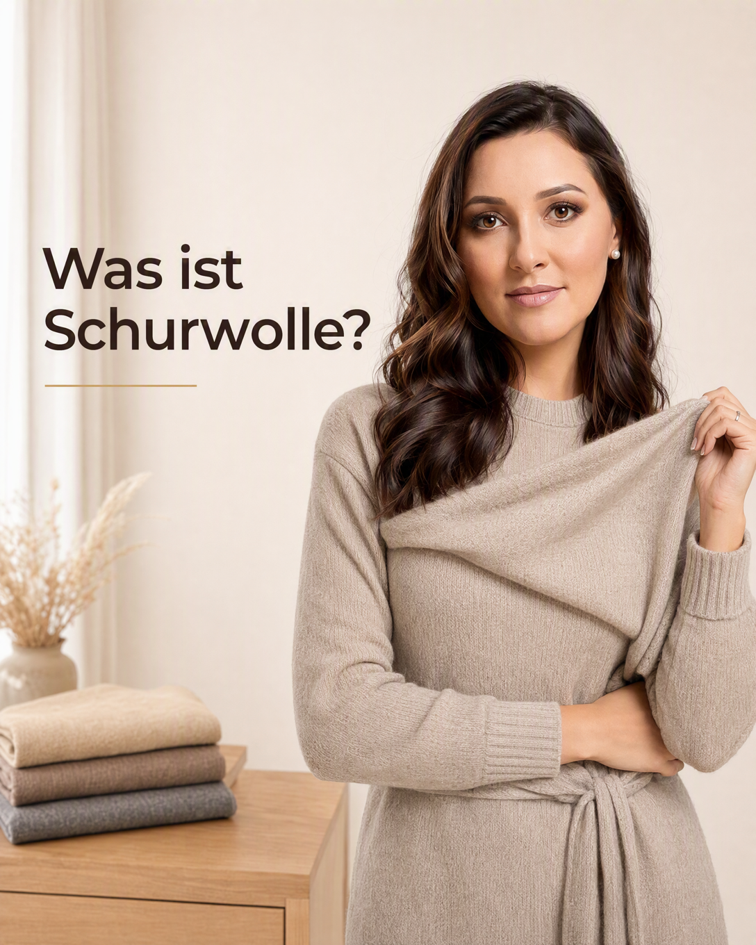 Nahaufnahme eines weichen Schurwollstoffs in natürlicher Struktur
