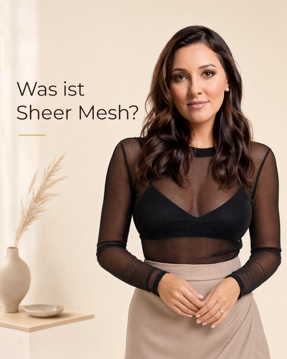 Transparentes schwarzes Mesh-Oberteil mit feiner netzartiger Struktur