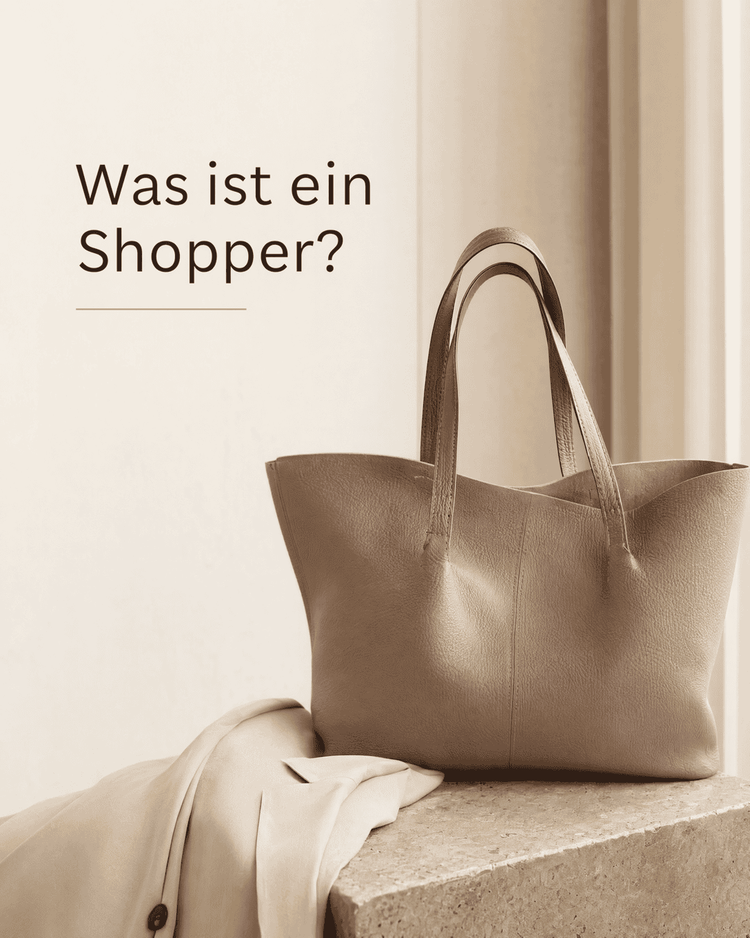 Editoriale Grafik zu Shopper mit abstrahierten Formen, ruhigen Farbfeldern und hochwertiger Anmutung