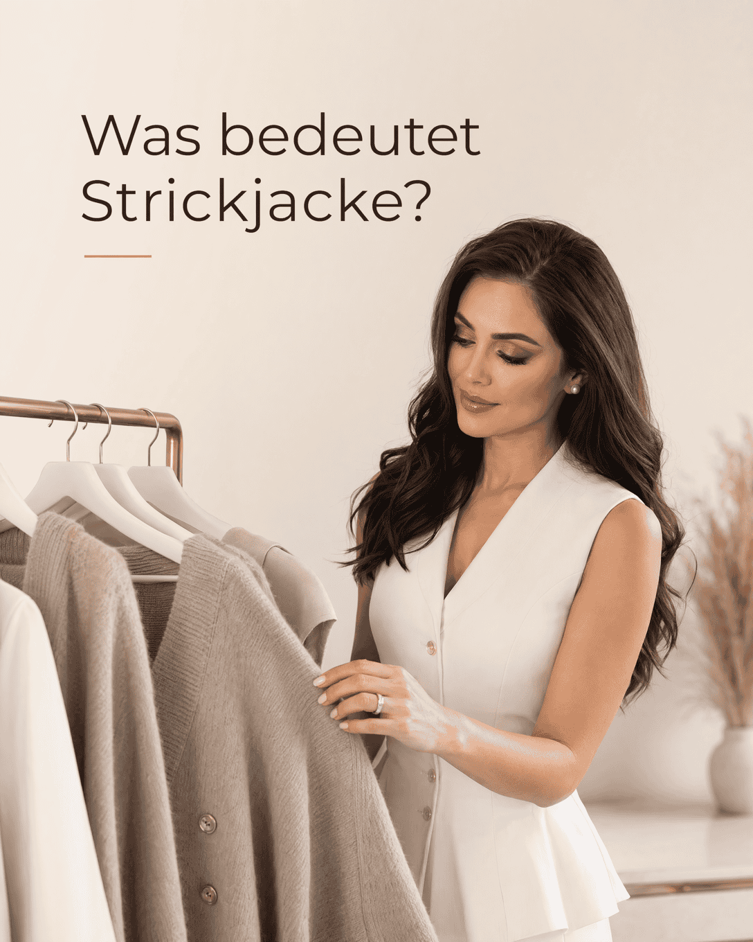 Editoriale Glossar-Grafik zu Strickjacke mit ruhigen Farbfeldern und feiner Linienführung