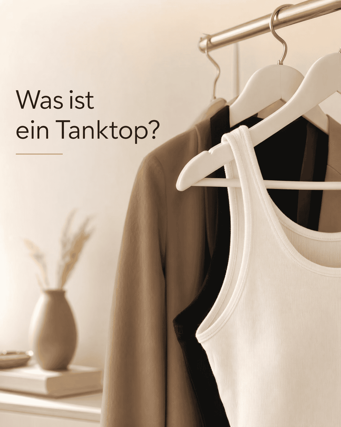 Editoriale Grafik mit stilisiertem Tanktop, breiten Trägern und klarer Form