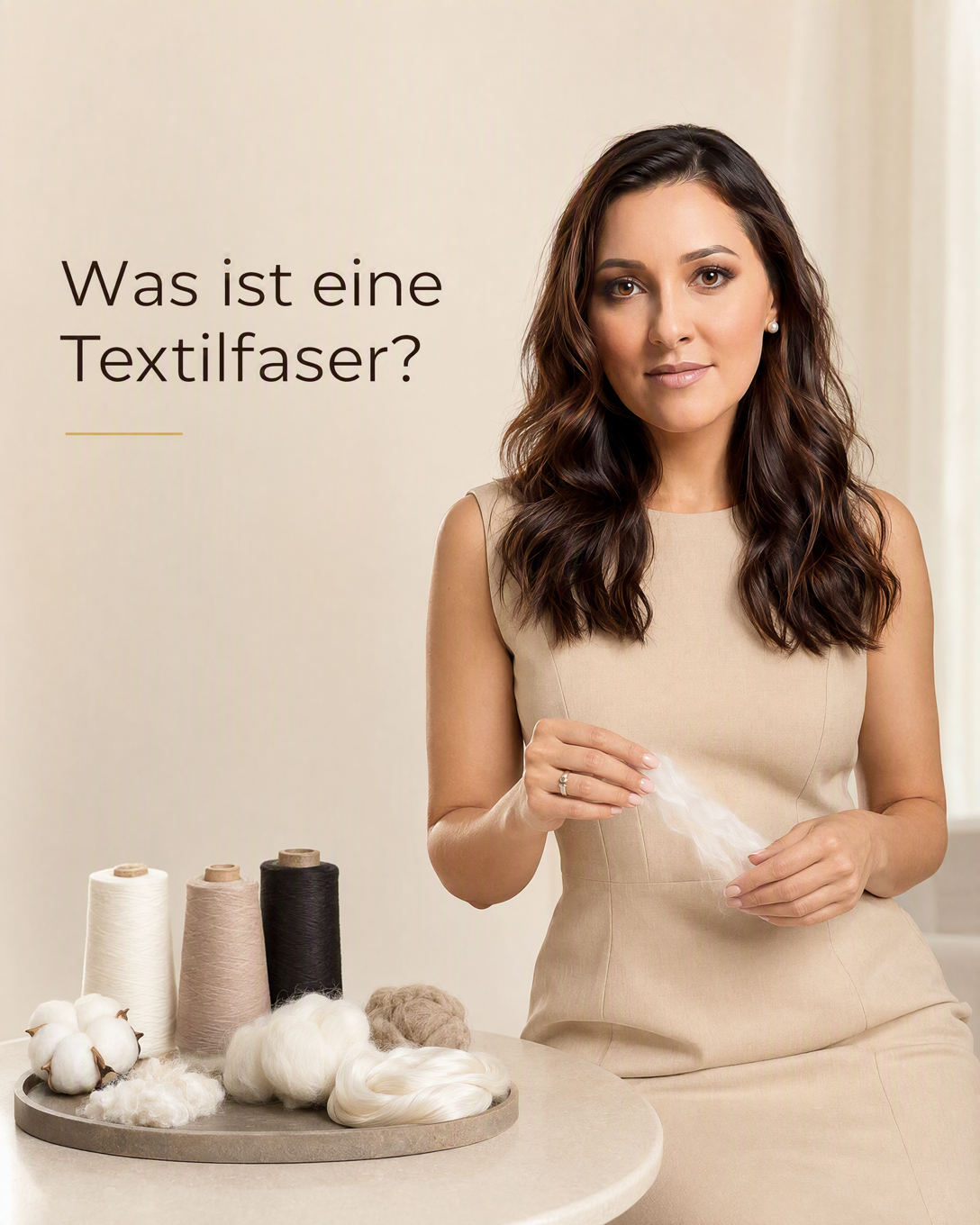 Verschiedene Textilfasern als feine Fäden und lockere Fasermaterialien