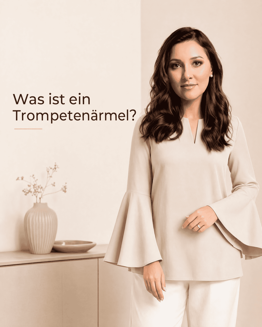 Schmal beginnender Trompetenärmel, der sich ab dem Unterarm deutlich zum offenen Saum erweitert