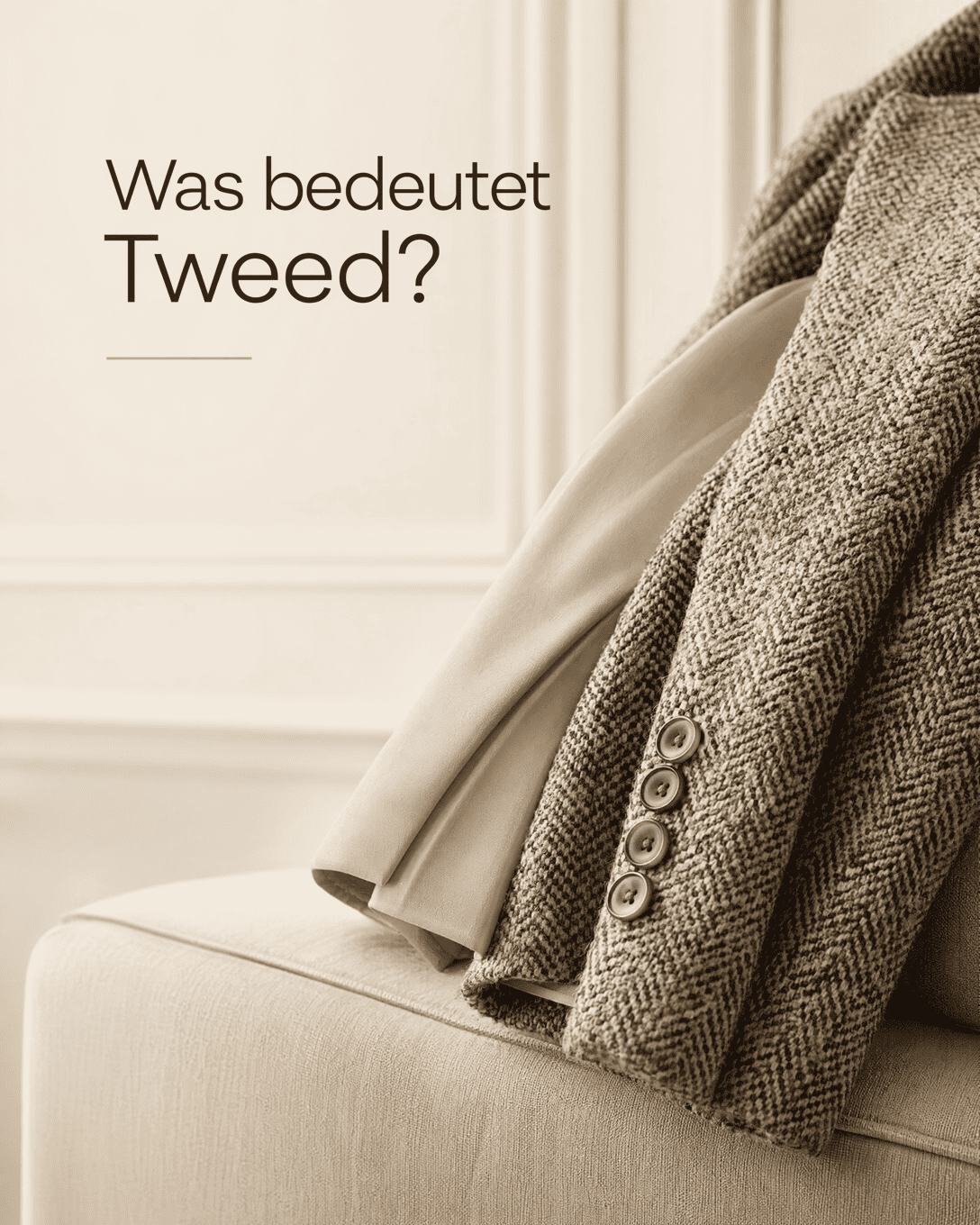 Editoriale Glossar-Grafik zu Tweed mit ruhigen Farbfeldern und feiner Linienführung