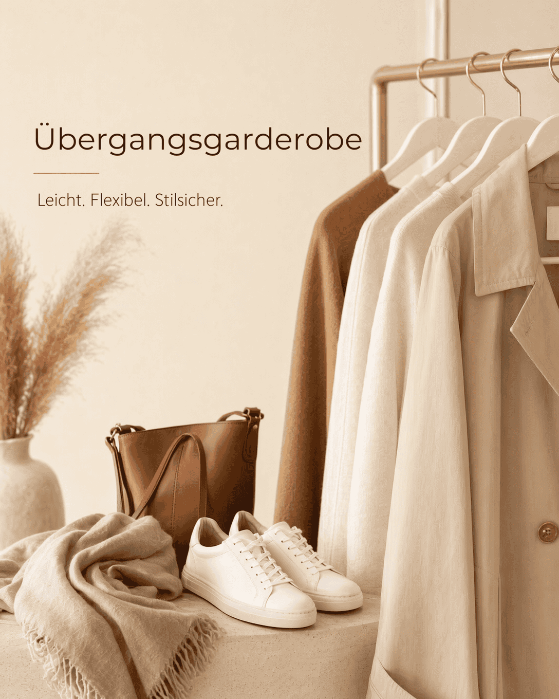 Editoriale Glossar-Grafik zu Übergangsgarderobe mit ruhigen Farbfeldern und feiner Linienführung