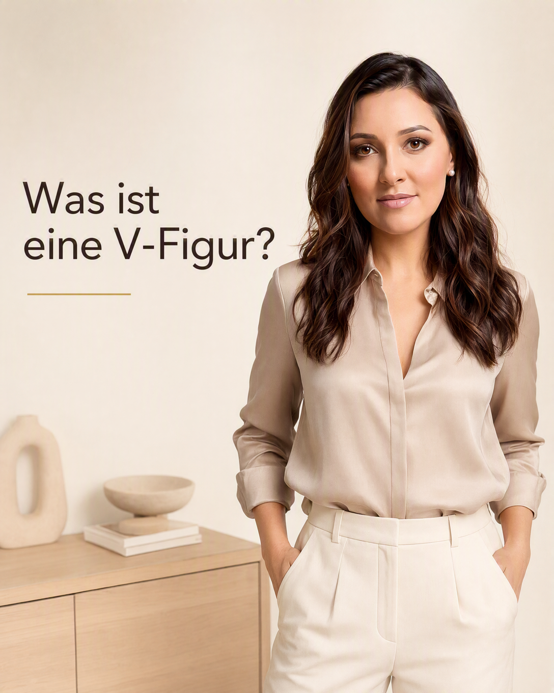 Stilisierte V-Figur mit breiter Schulterpartie und schmalerer Hüfte