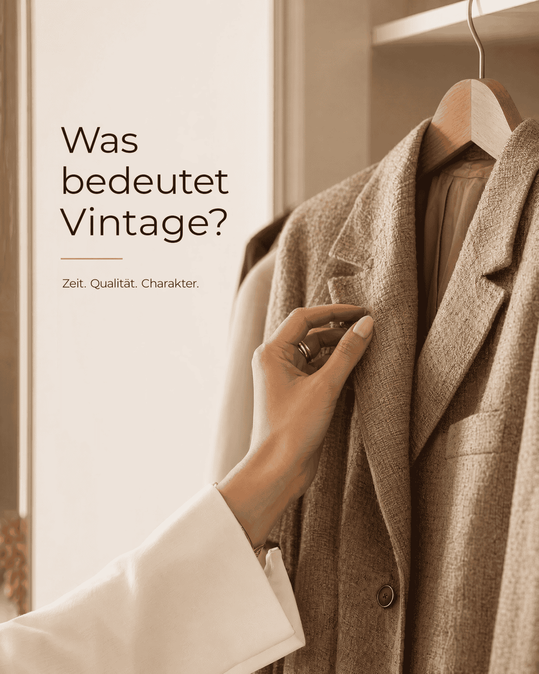 Editoriale Glossar-Grafik zu Vintage mit ruhigen Farbfeldern und feiner Linienführung
