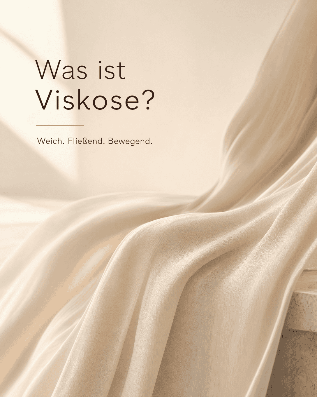 Editoriale Grafik mit fließender Stoffbahn und weichen Linien für Viskose