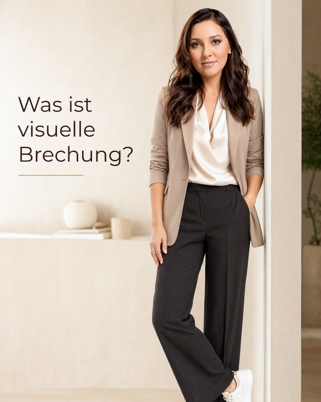Klassischer Blazer zu lässigen Sneakern als gezielte visuelle Brechung