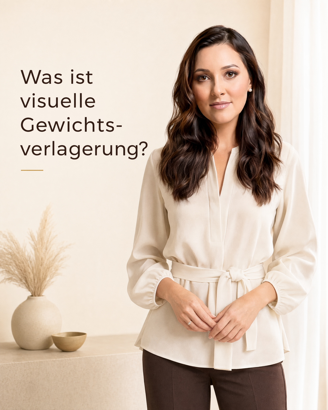Outfit mit heller Bluse und dunkler Hose zur gezielten Blicklenkung