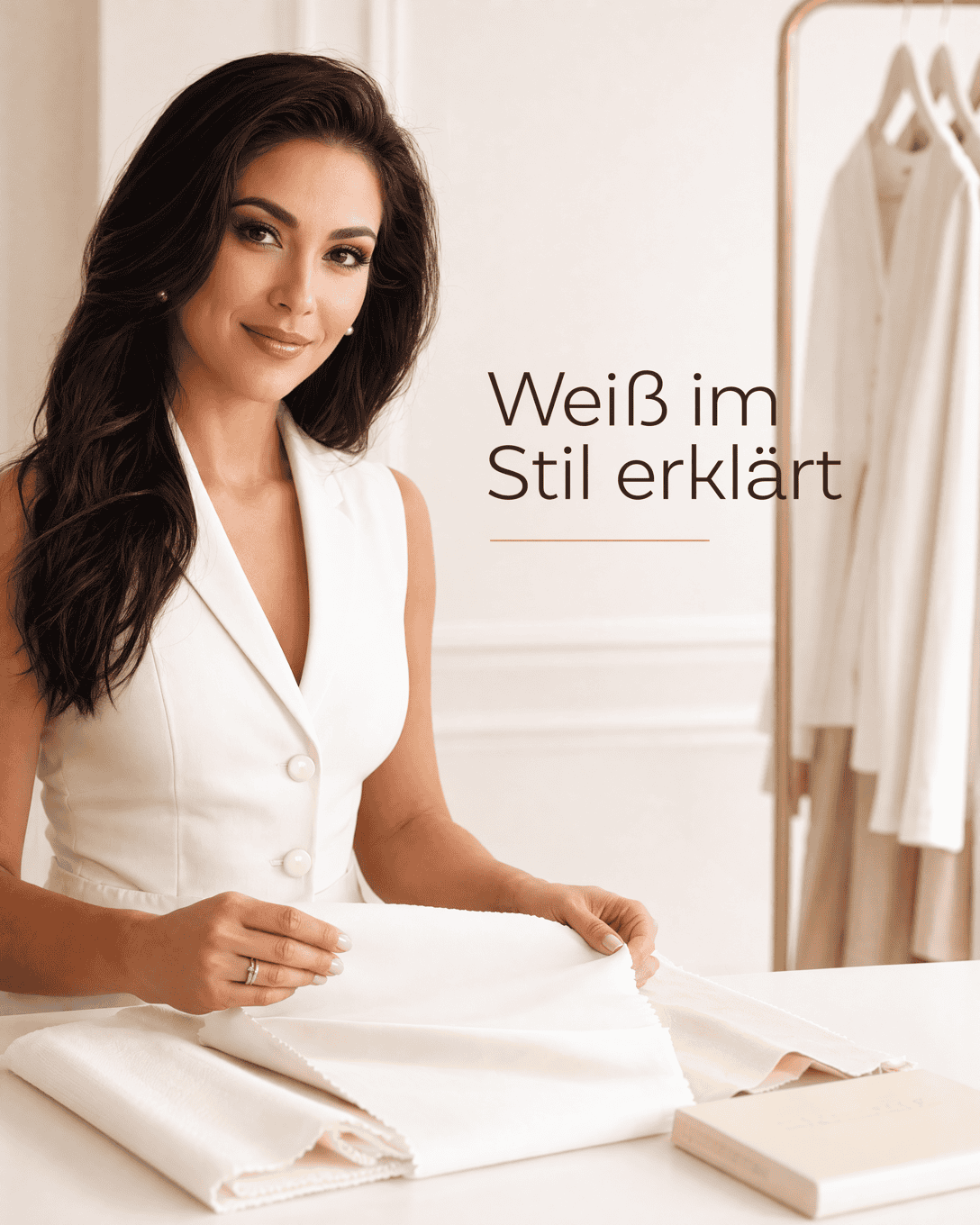 Editoriale Grafik mit hellen Weißnuancen, Stofflagen und feinen Schatten