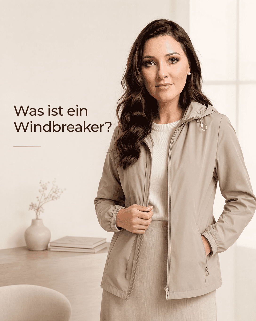 Leichter, packbarer Windbreaker mit Kapuze und reduziertem Schnitt für wechselhaftes Wetter