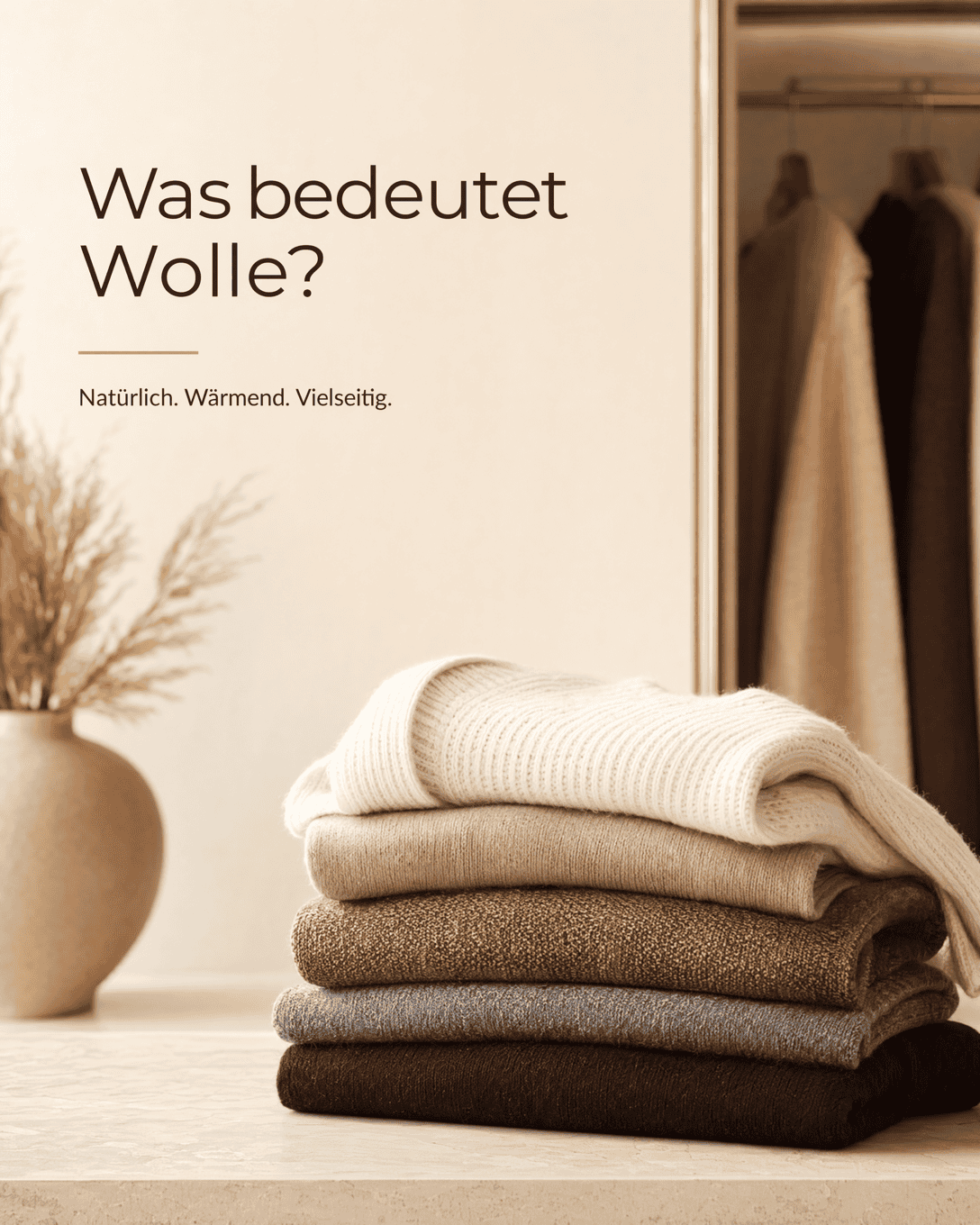 Editoriale Glossar-Grafik zu Wolle mit ruhigen Farbfeldern und feiner Linienführung