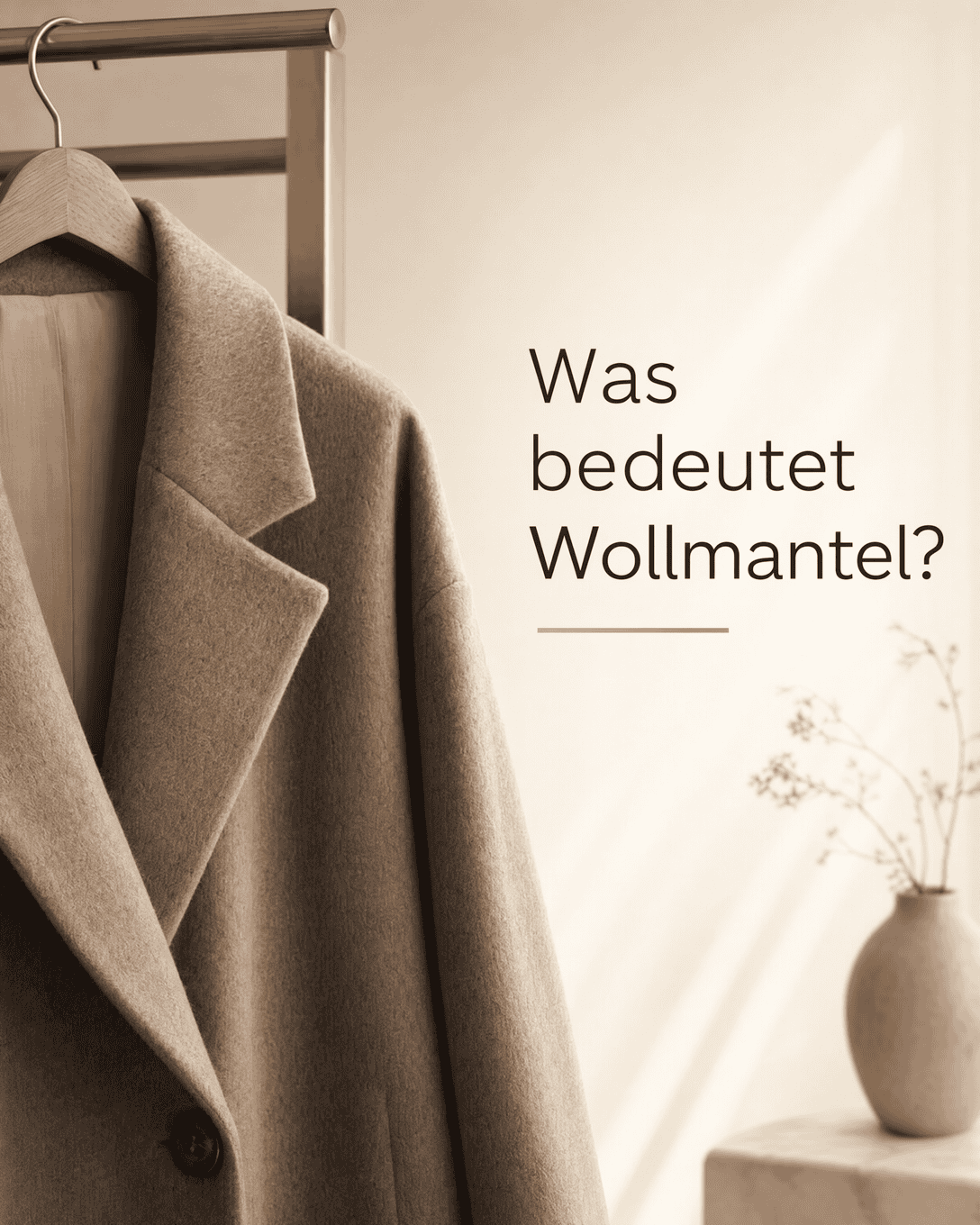 Editoriale Glossar-Grafik zu Wollmantel mit ruhigen Farbfeldern und feiner Linienführung