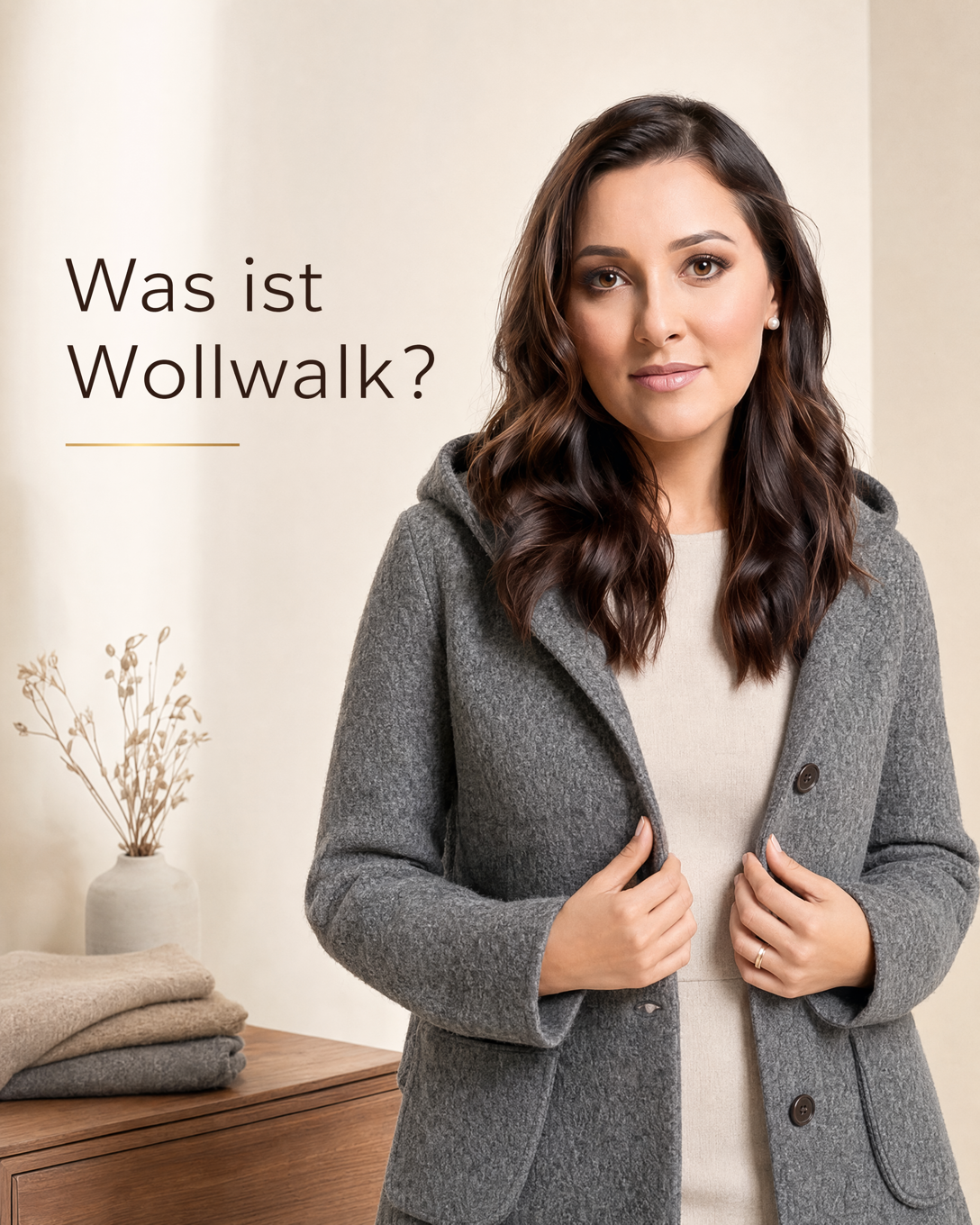 Nahaufnahme von dichtem Wollwalkstoff mit leicht strukturierter Oberfläche